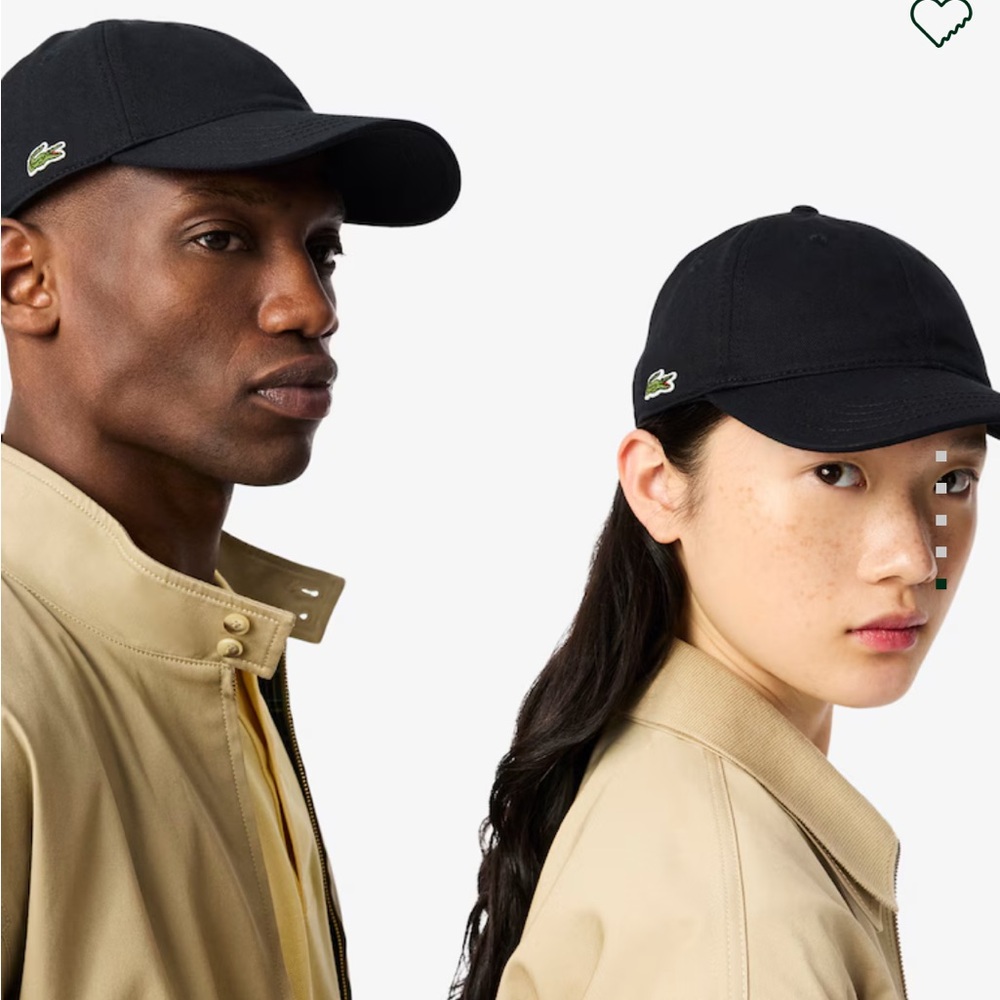 NWT Lacoste Unisex Cotton Twill Hat Black Baseball Cap with Logo - one size